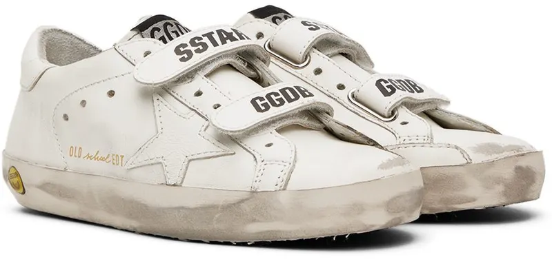 Golden Goose Kids White Old School Velcro Sneakers (GYF00111.F000419.10100)