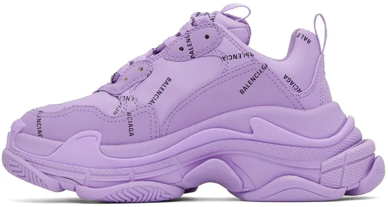 Balenciaga Purple Triple S Allover Logo Sneakers (524039 W2FA1)
