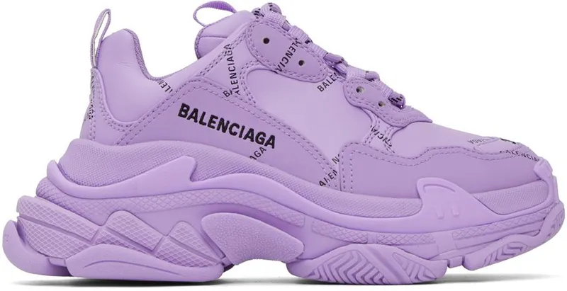Balenciaga Purple Triple S Allover Logo Sneakers (524039 W2FA1)