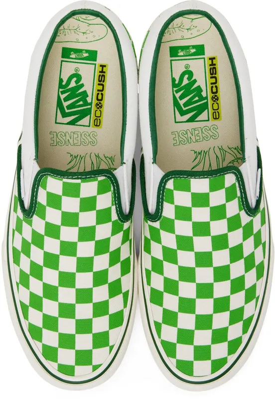 Vans SSENSE Exclusive Collaboration Green & White Classic Slip-On VR3 L Sneakers (VN0005VNGRN)
