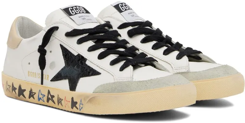 Golden Goose White & Beige Super-Star Penstar Sneakers (GMF00107.F003212.11180)