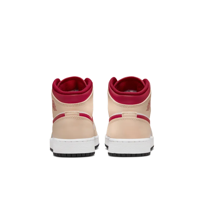 Air Jordan 1 Mid Beige Red (GS) (554725-201)