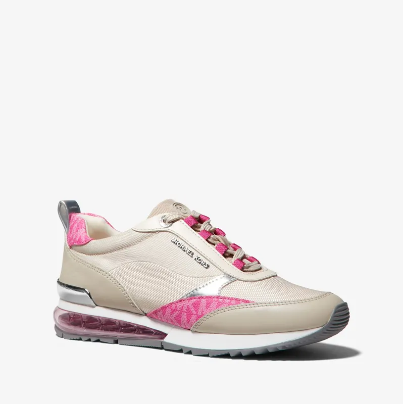 Michael Kors MK Allie Stride Extreme Mixed-Media Trainer – Cerise Multi (43R3ALFS1D-4898)