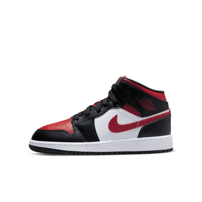 Air Jordan 1 Mid GS Bred Toe White (554725-079)