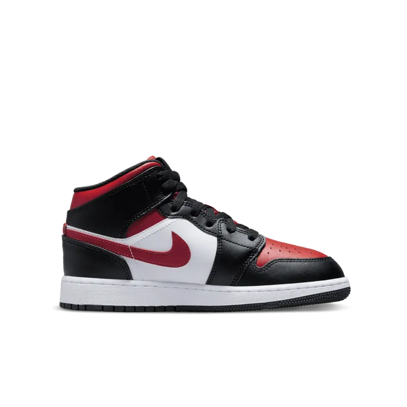 Air Jordan 1 Mid GS Bred Toe White (554725-079)