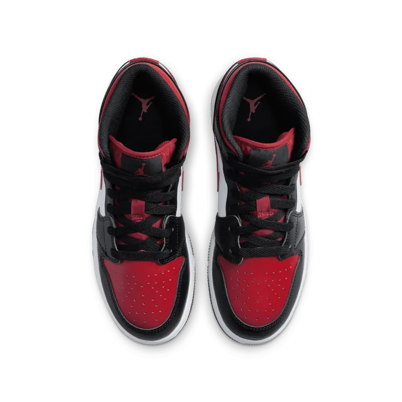 Air Jordan 1 Mid GS Bred Toe White (554725-079)