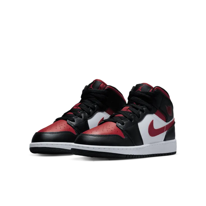 Air Jordan 1 Mid GS Bred Toe White (554725-079)