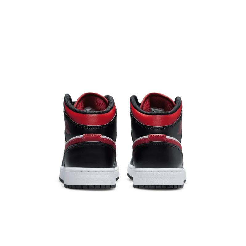 Air Jordan 1 Mid GS Bred Toe White (554725-079)