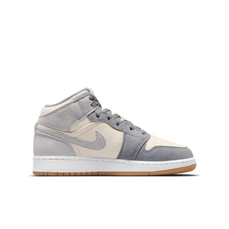 Air Jordan 1 Mid SE Coconut Milk Particle Grey (GS) (DN4346-100)