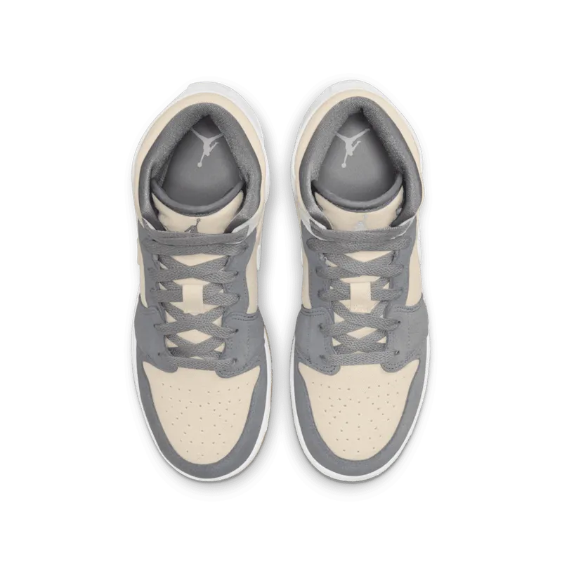 Air Jordan 1 Mid SE Coconut Milk Particle Grey (GS) (DN4346-100)