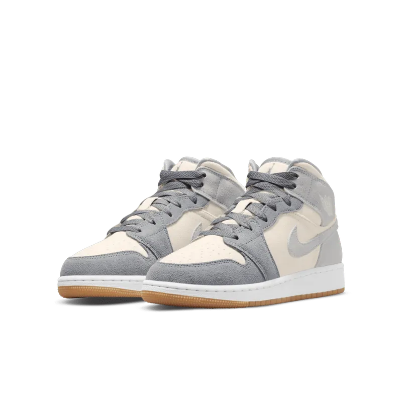 Air Jordan 1 Mid SE Coconut Milk Particle Grey (GS) (DN4346-100)