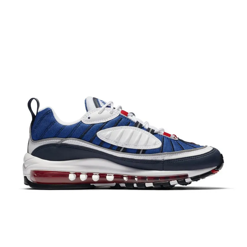 Nike Air Max 98 ‘White/Obsidian/Metallic Silver/University Red’ (AH6799-100)