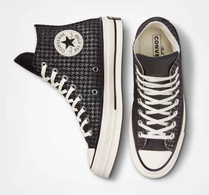 Converse Chuck 70 Houndstooth Shine Zwart/pure Silver/egret