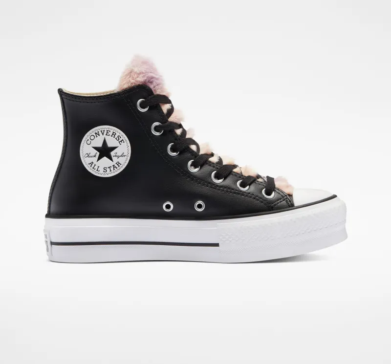 Converse Chuck Taylor All Star Lift Platform Rainbow Fur Zwart Bont Met Meerdere Kleuren