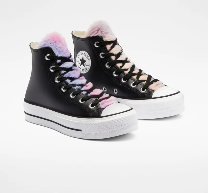 Converse Chuck Taylor All Star Lift Platform Rainbow Fur Zwart Bont Met Meerdere Kleuren