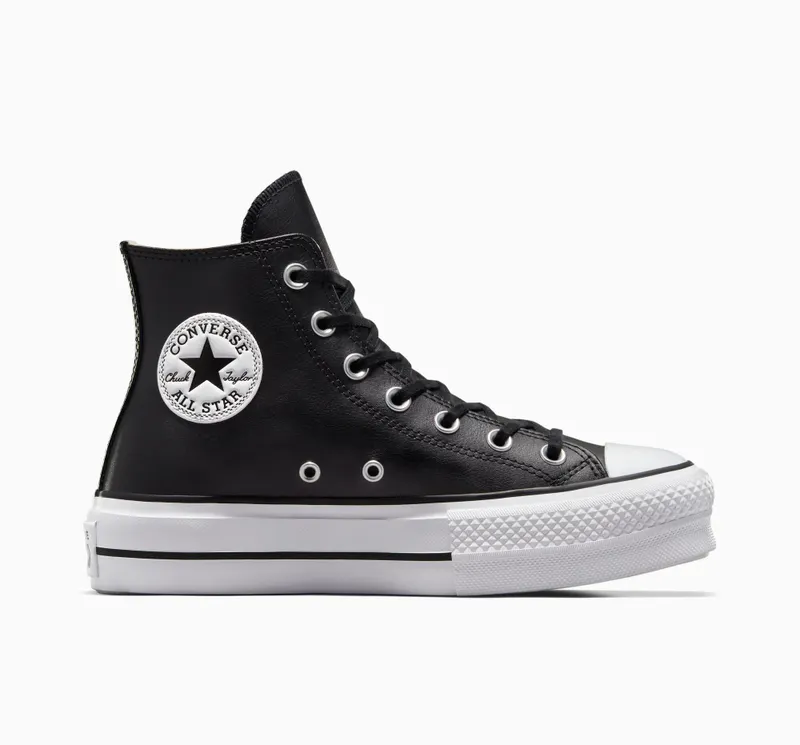 Converse Chuck Taylor All Star Platform Leather Zwart/zwart/wit