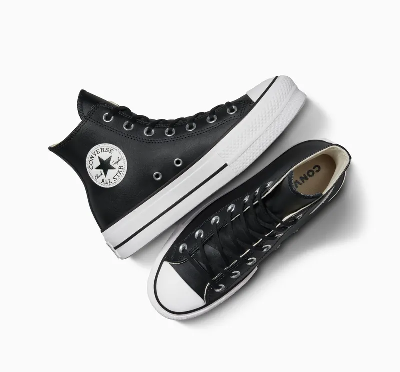Converse Chuck Taylor All Star Platform Leather Zwart/zwart/wit