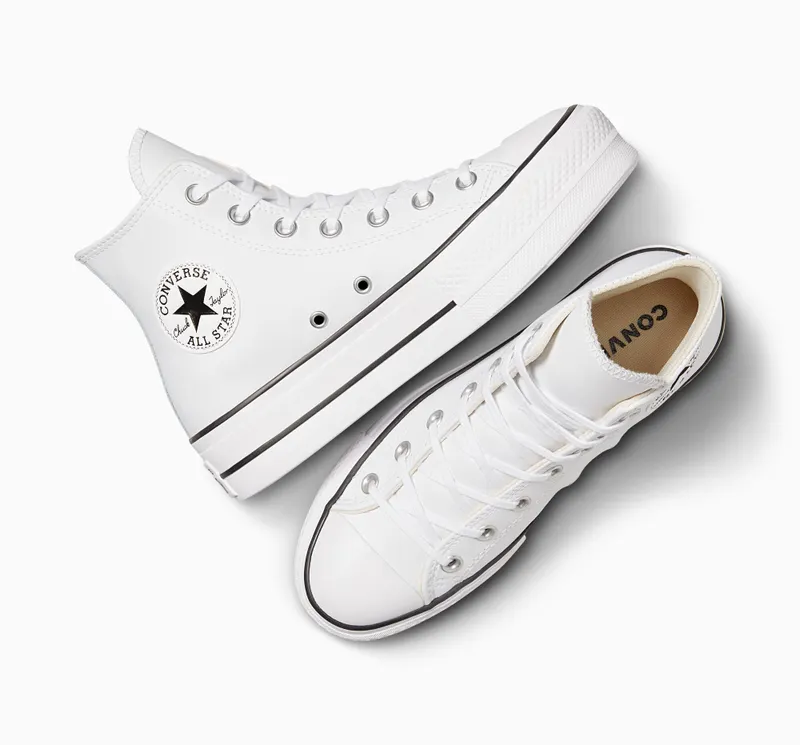 Converse Chuck Taylor All Star Platform Leather Wit/zwart/wit