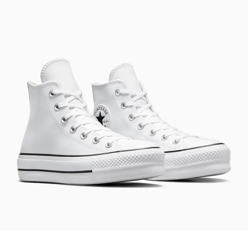 Converse Chuck Taylor All Star Platform Leather Wit/zwart/wit