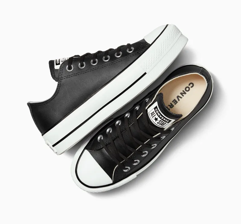 Converse Chuck Taylor All Star Platform Clean Leather Zwart/zwart/wit
