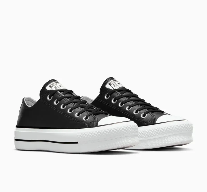 Converse Chuck Taylor All Star Platform Clean Leather Zwart/zwart/wit