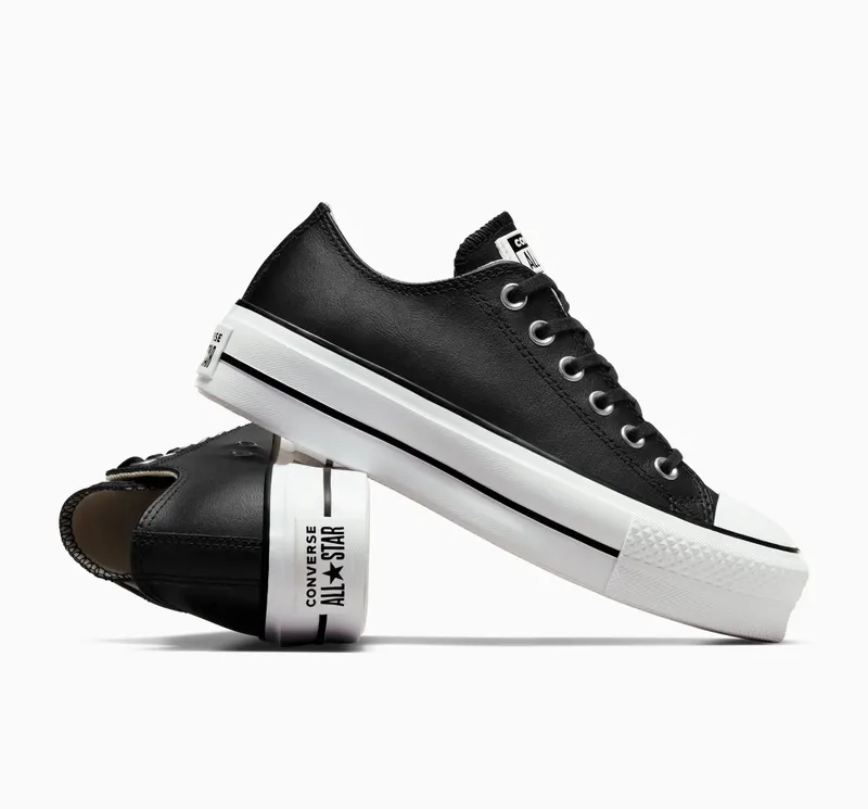 Converse Chuck Taylor All Star Platform Clean Leather Zwart/zwart/wit