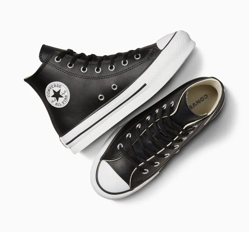 Converse Chuck Taylor All Star Lift Platform Leather Zwart/natural Ivory/wit