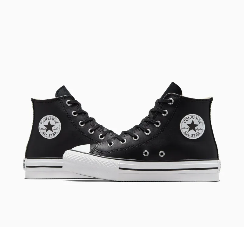 Converse Chuck Taylor All Star Lift Platform Leather Zwart/natural Ivory/wit