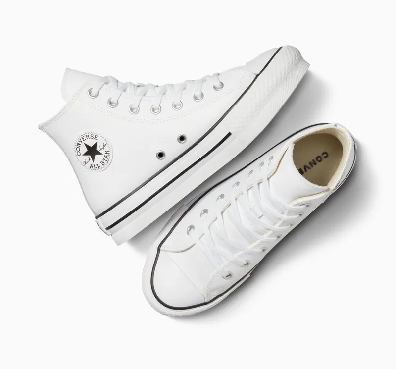 Converse Chuck Taylor All Star Lift Platform Leather Wit/natural Ivory/zwart