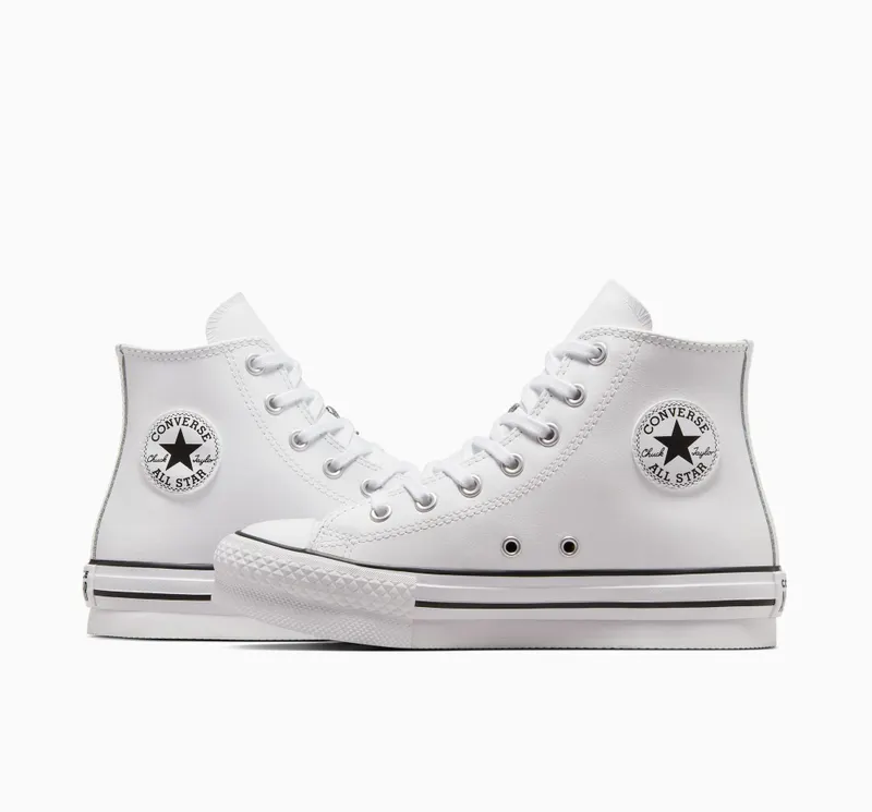 Converse Chuck Taylor All Star Lift Platform Leather Wit/natural Ivory/zwart