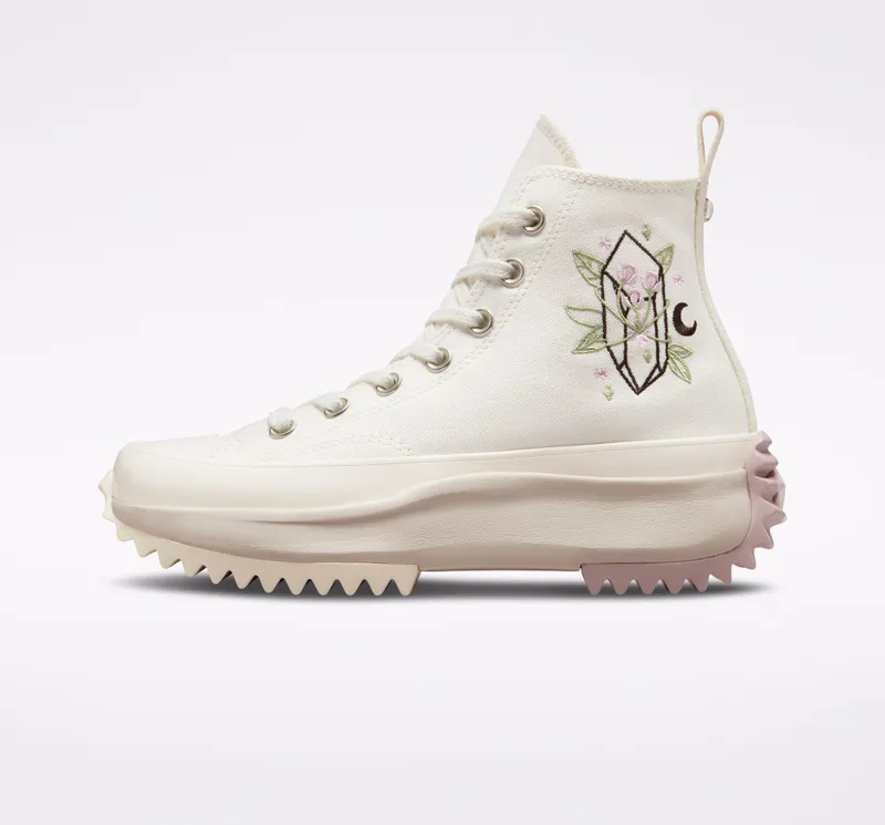 Converse Run Star Hike Platform Embroidered Crystals Vintage White/stone Mauve