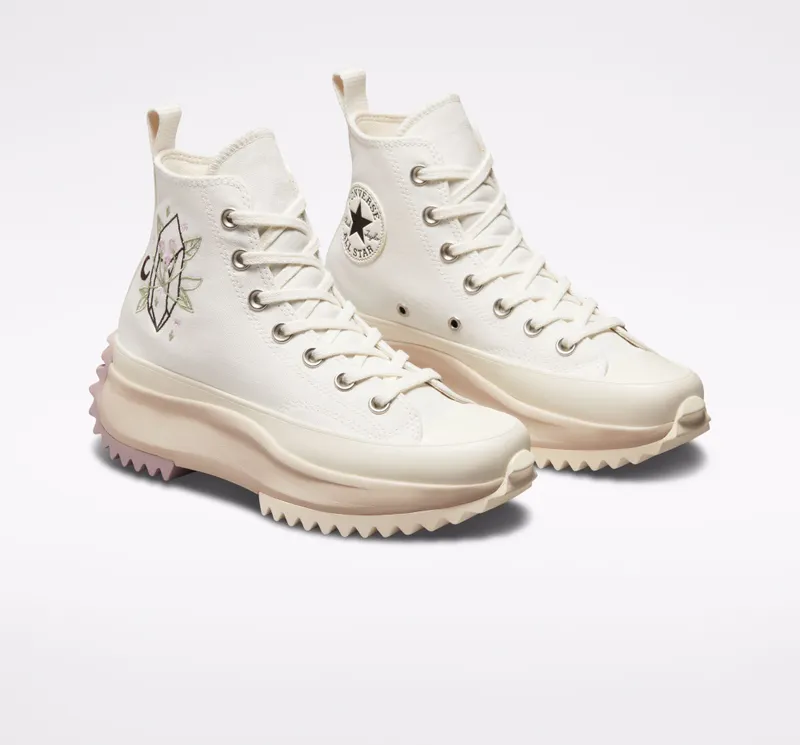 Converse Run Star Hike Platform Embroidered Crystals Vintage White/stone Mauve