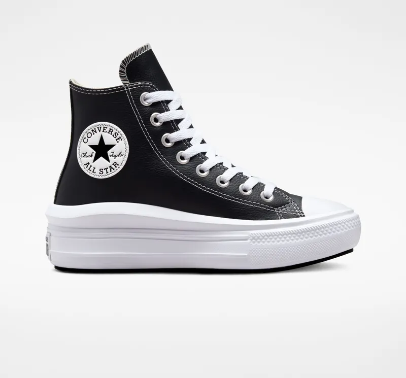 Converse Chuck Taylor All Star Move Platform Foundational Leather Zwart/wit/wit