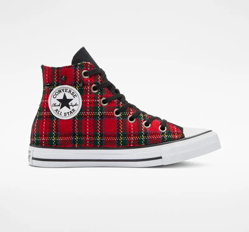Converse Chuck Taylor All Star Tartan Rode Noppen Met Schotse Ruit