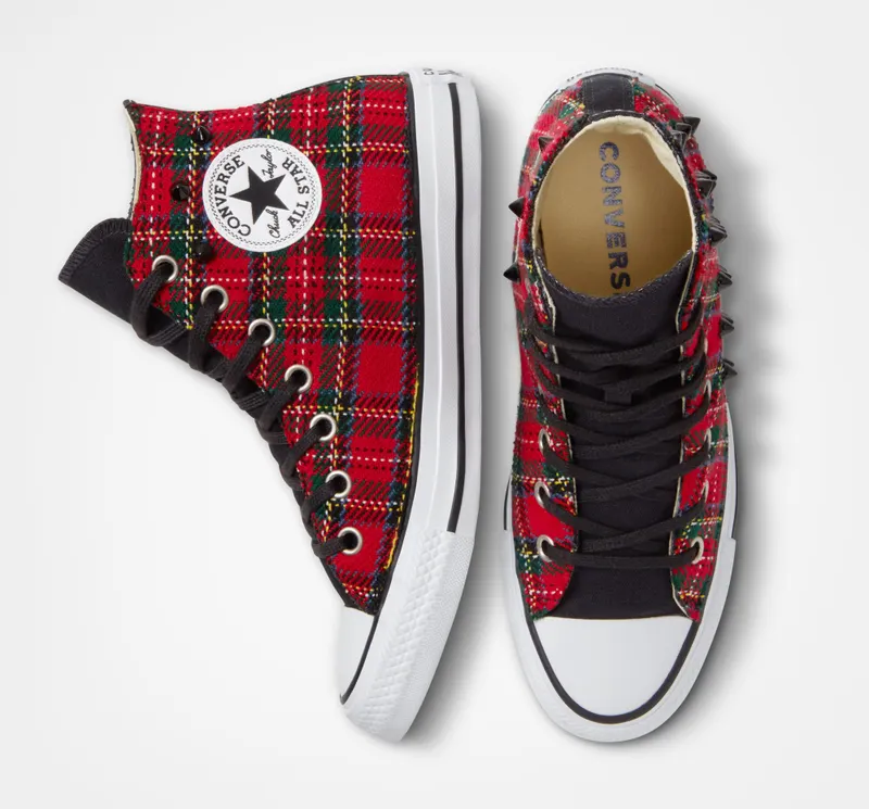 Converse Chuck Taylor All Star Tartan Rode Noppen Met Schotse Ruit