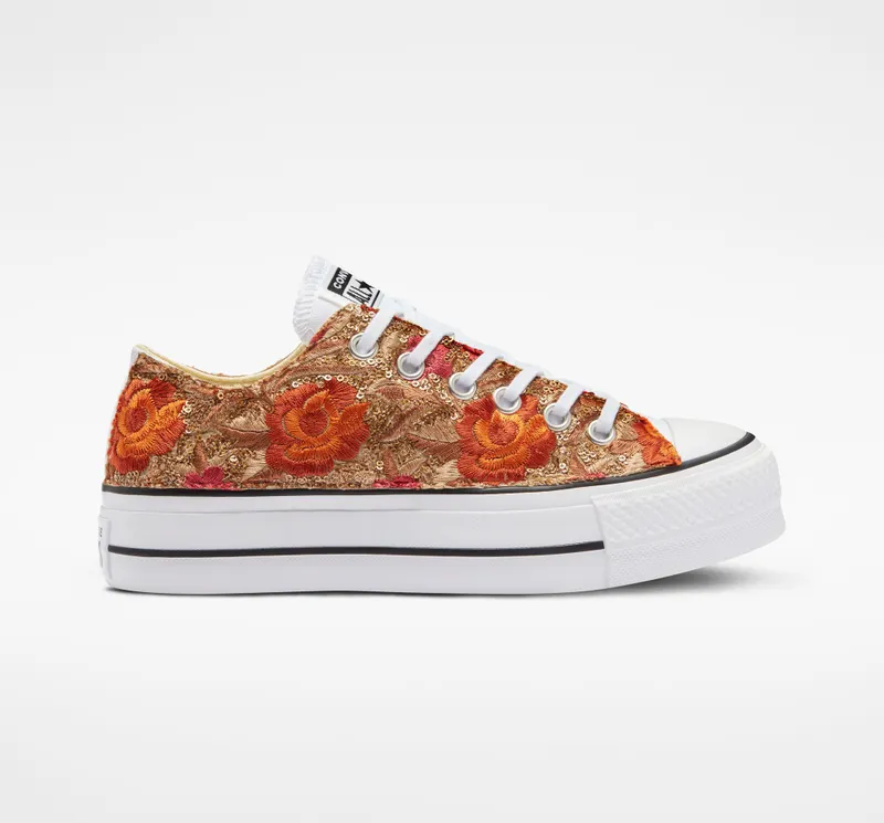 Converse Chuck Taylor All Star Lift Platform Fashion LTD Gold Sequins Embro