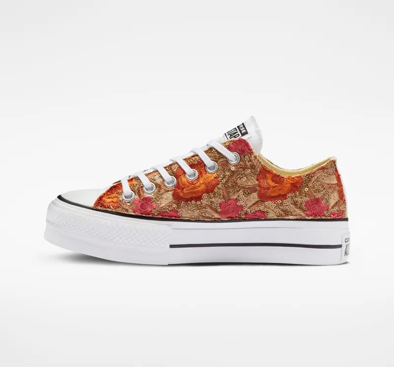 Converse Chuck Taylor All Star Lift Platform Fashion LTD Gold Sequins Embro