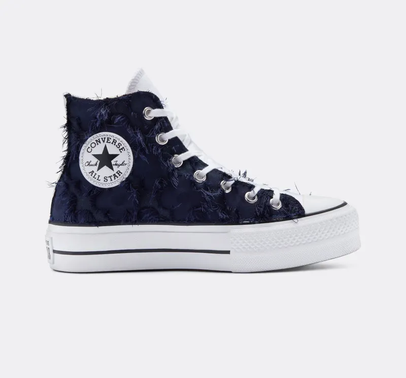 Converse Chuck Taylor All Star Lift Platform Frayed Cotton Navy Cotton Frayed (A07156C)