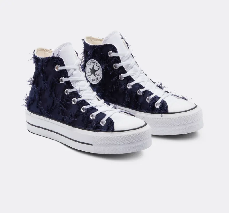 Converse Chuck Taylor All Star Lift Platform Frayed Cotton Navy Cotton Frayed (A07156C)