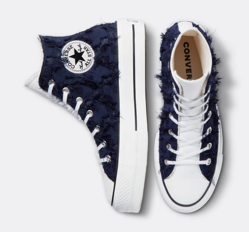 Converse Chuck Taylor All Star Lift Platform Frayed Cotton Navy Cotton Frayed (A07156C)
