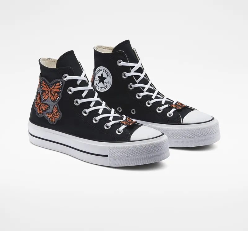 Converse Chuck Taylor All Star Lift Platform Patchwork LTD Black Embro Butterfly (A07160C)