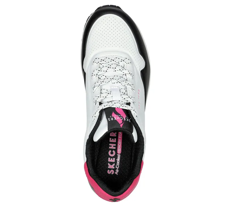 Skechers Uno – Back Lit – Wit / Neon Roze (155593-WNPK)