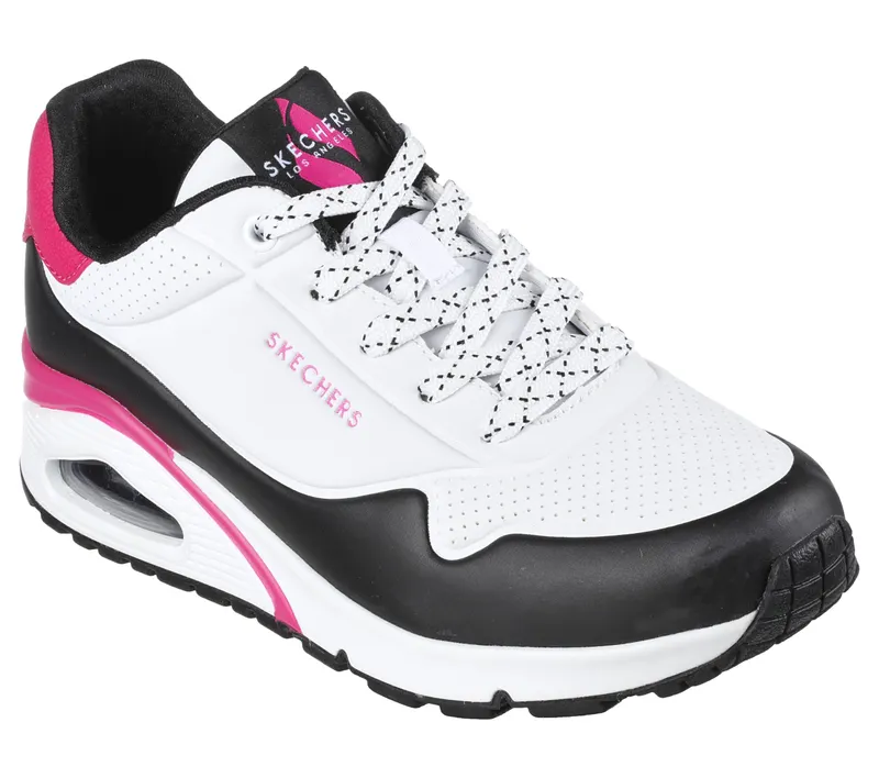 Skechers Uno – Back Lit – Wit / Neon Roze (155593-WNPK)