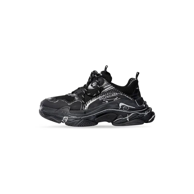 Balenciaga Triple S Sketch Trainers Black (536737W3SRB1090)