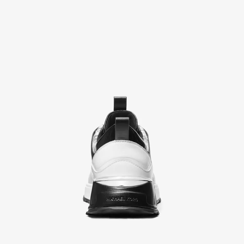 Michael Kors MK Theo Sequined Mixed-Media Trainer – Optic White/blk (43R3THFS4Y-2999)