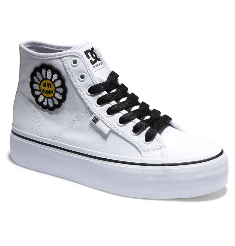 DC Shoes Manual Hi Platform white/black/flower (ADJS300296-WBF)