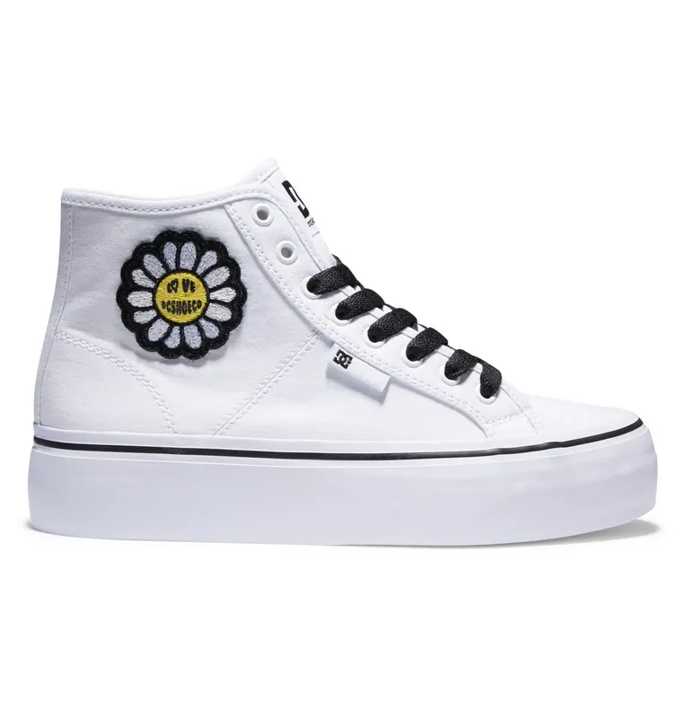 DC Shoes Manual Hi Platform white/black/flower (ADJS300296-WBF)