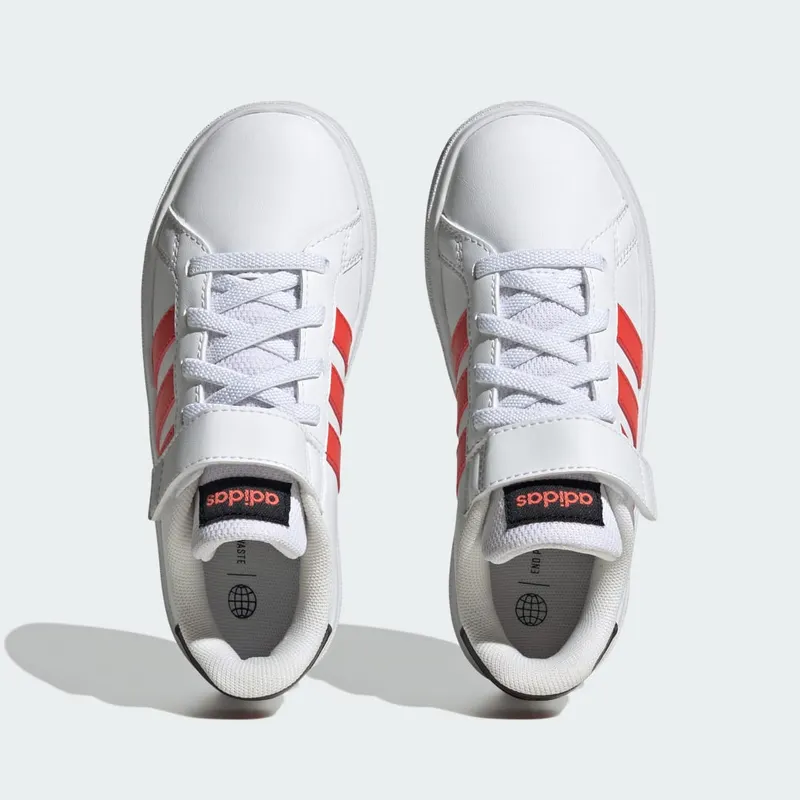 adidas Grand Court met Elastische Veters en Klittenband Cloud White / Bright Red / Core Black (IG4840)