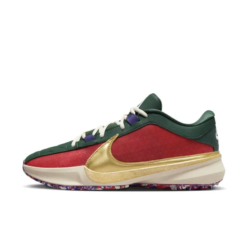 Nike Zoom Freak 5 ‘Bucks’ Gym Red / Metallic Gold-Fir-Court Purple (DZ2944-600)