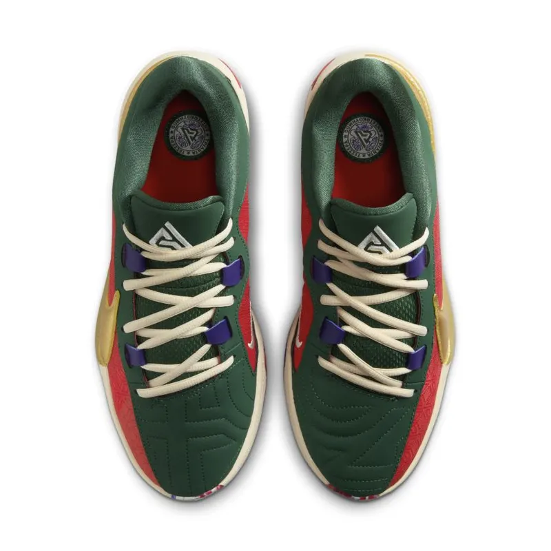 Nike Zoom Freak 5 ‘Bucks’ Gym Red / Metallic Gold-Fir-Court Purple (DZ2944-600)